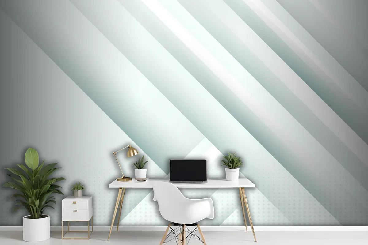 Gradient White Monochrome Office Wallpaper Mural