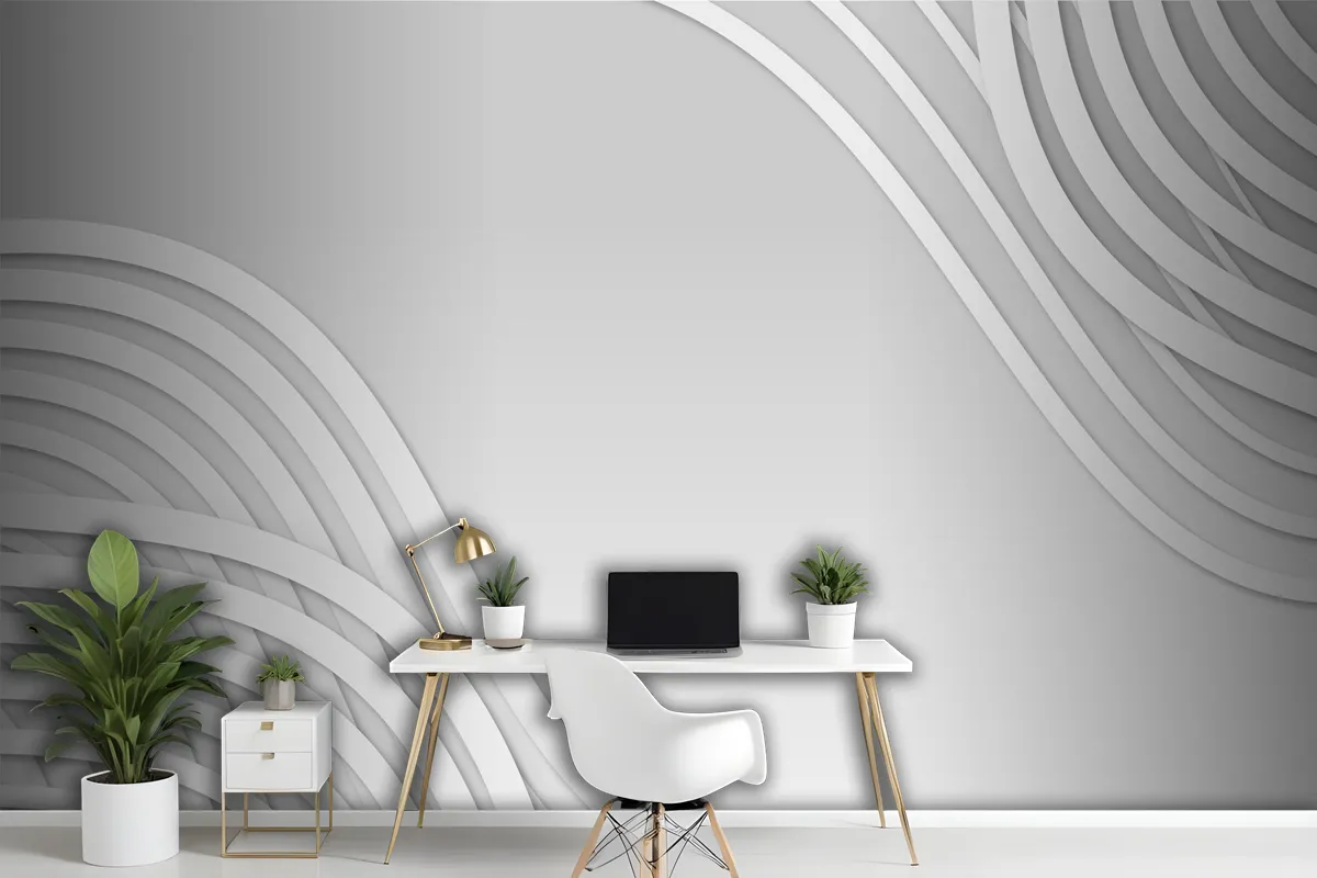 Paper Style White Monochrome Background Wallpaper Mural