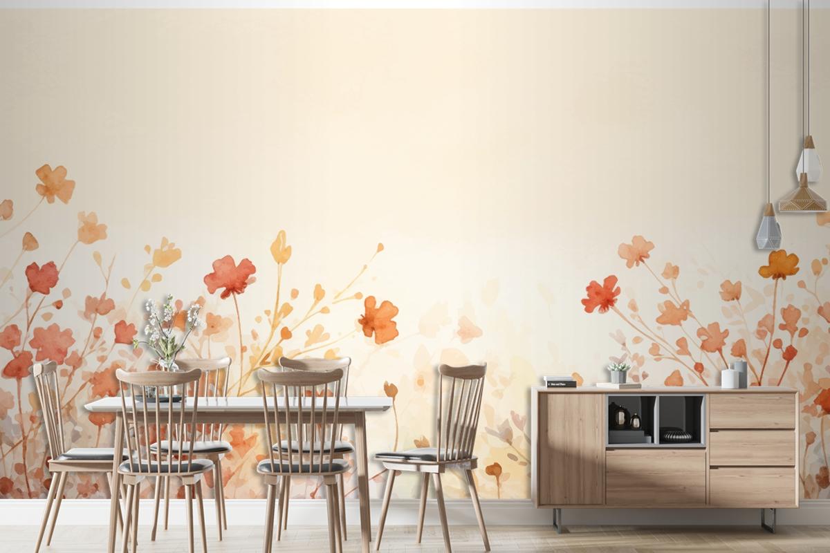 Watercolor Frame Autumn Leaves Background Wallpaper Mural