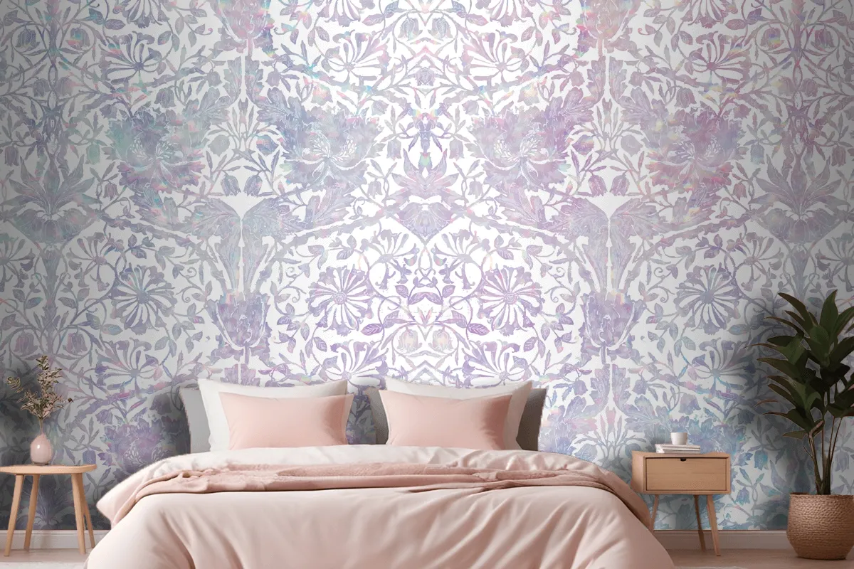 Vintage Floral Holographic Pattern Wallpaper Mural