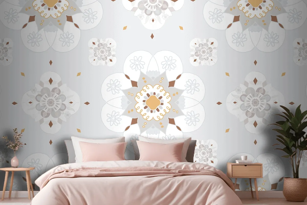 Oriental Mandala Floral Pattern Wallpaper Mural