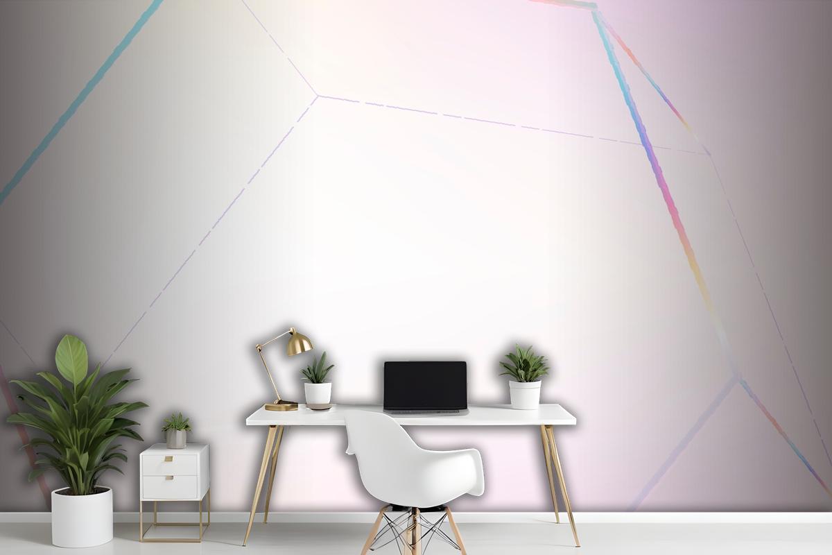 Pink Geometric Hexagonal Prism Office Wallpaper Mural