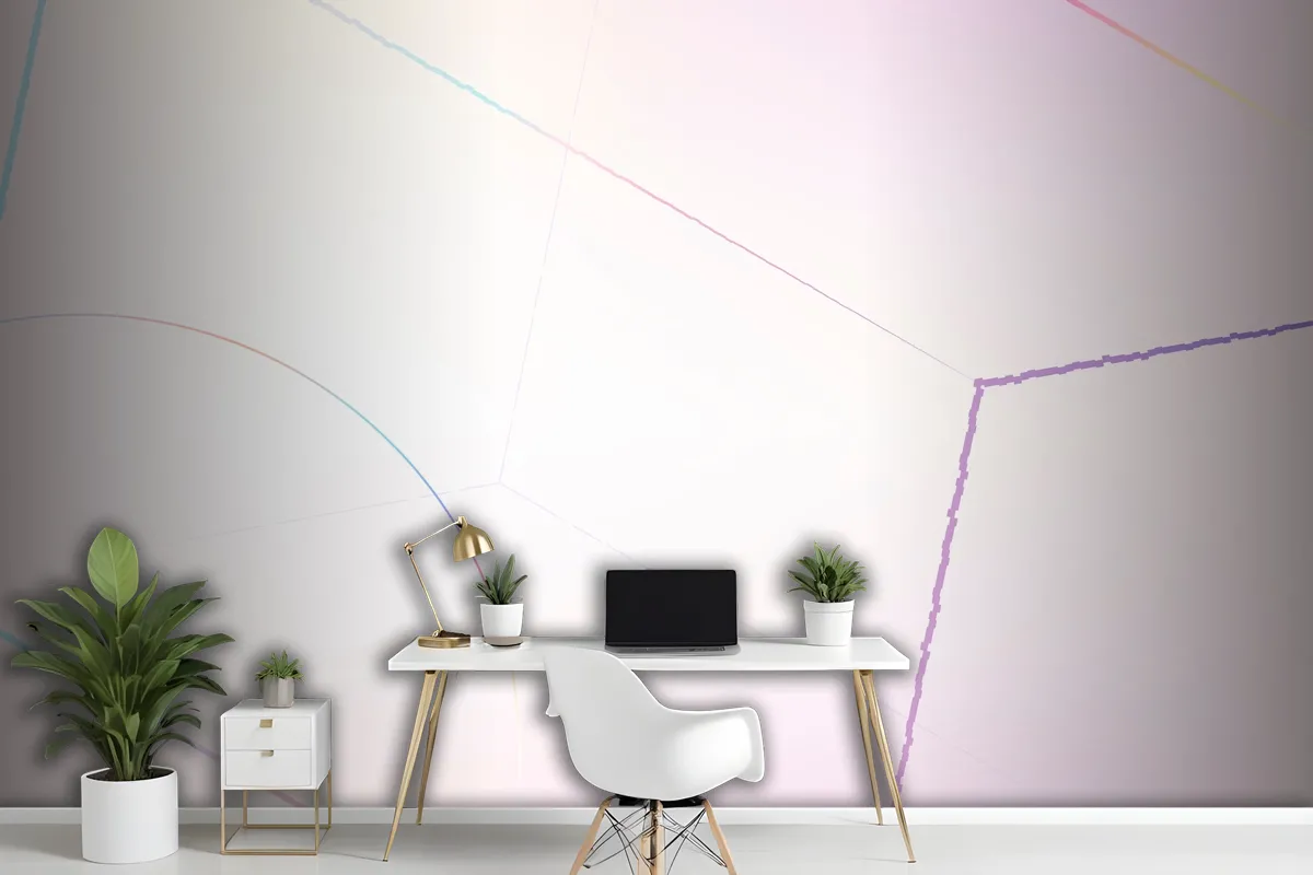 Pink Geometric Hexagonal Prism Wallpaper Mural