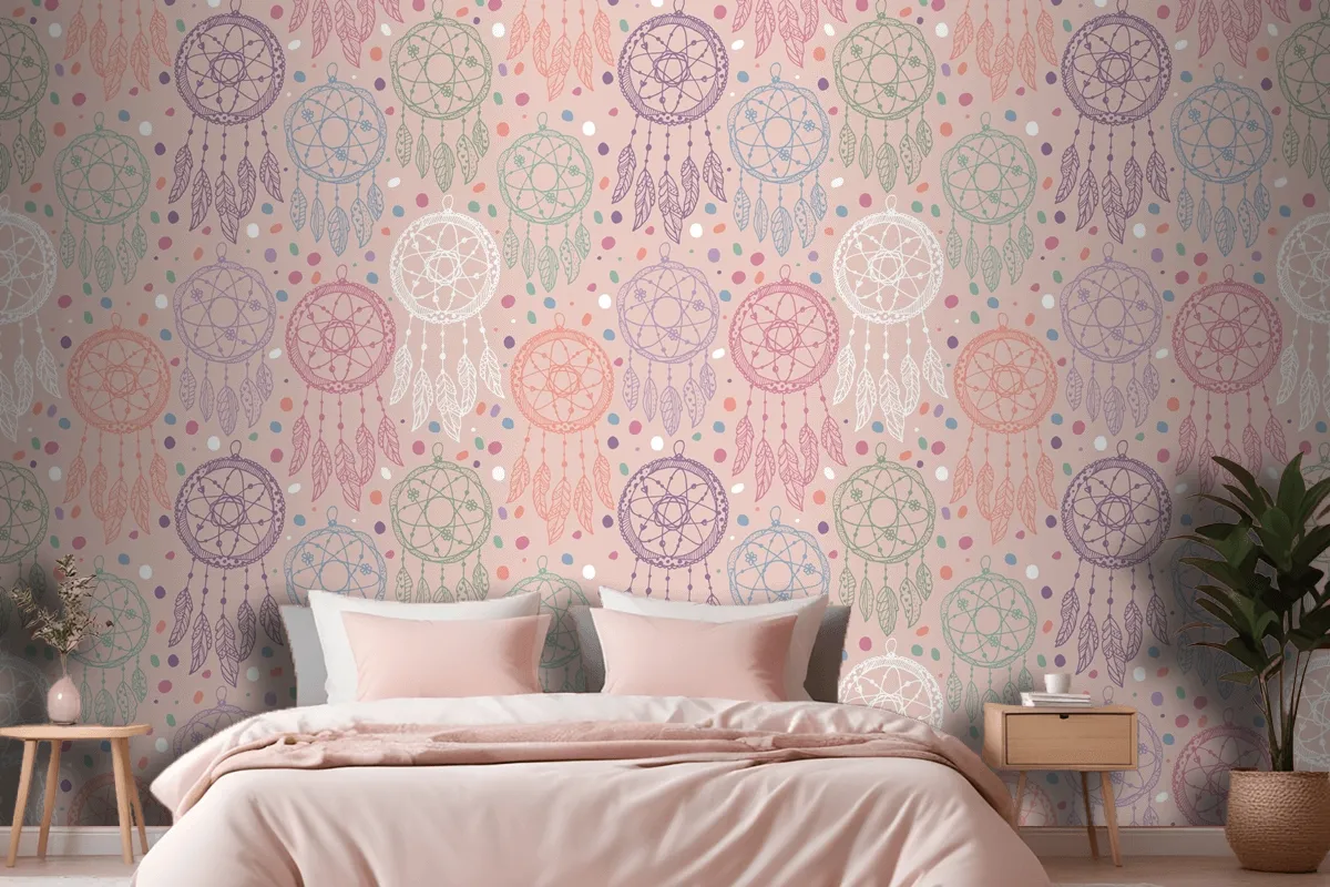 Engraving Hand Drawn Boho Pattern Design Wallpaper Mural