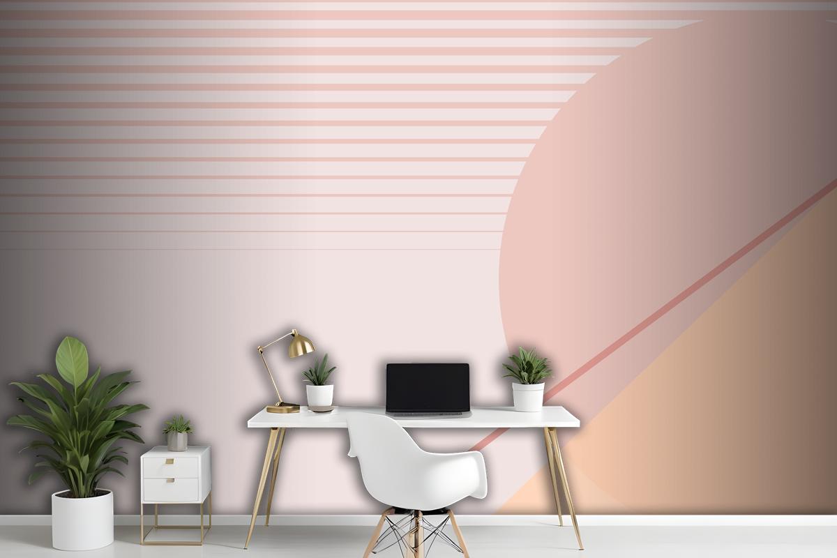 Moon Geometric Scenery Background In Pastel Pink And Orange Wallpaper Mural