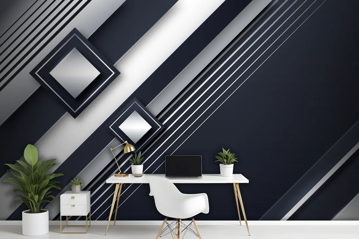 Gradient Silver Background Office Wallpaper Mural