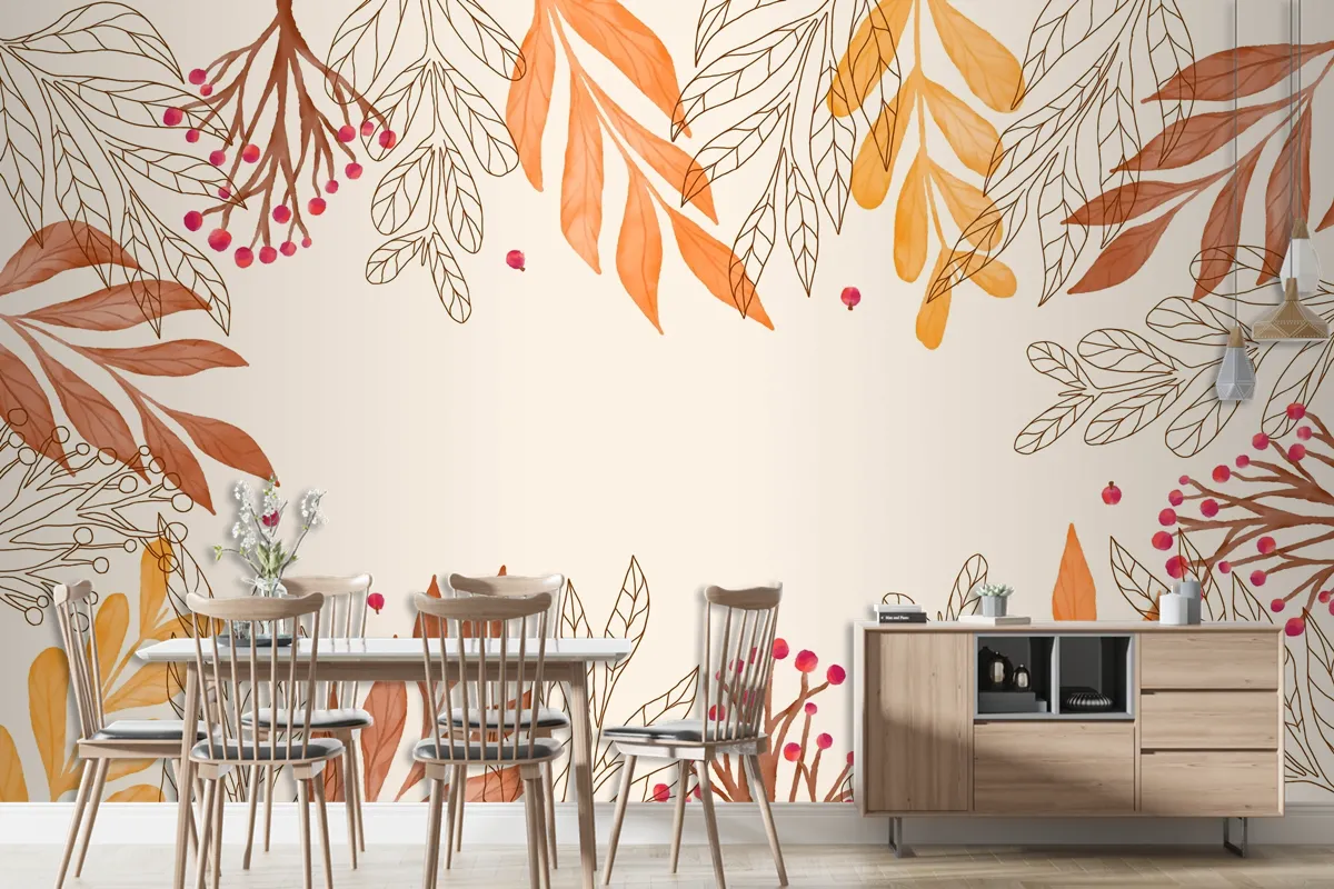 Watercolor Autumn Background Wallpaper Mural