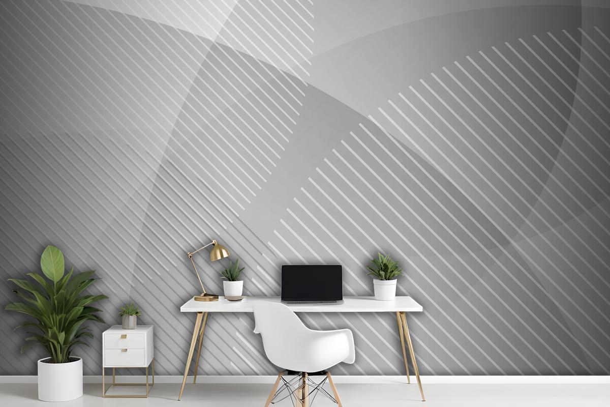 Abstract White And Gray Geometric Circles Layer Transparency Wallpaper Mural