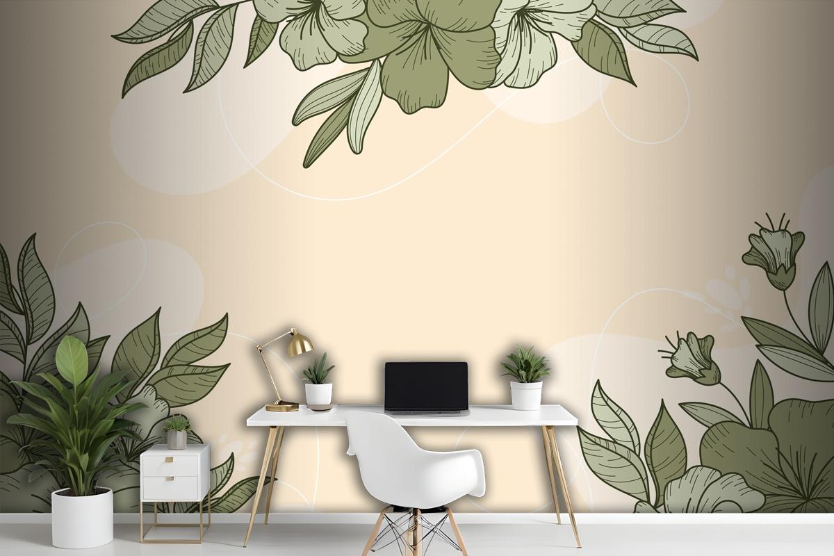 Floral Linear Design Background Wallpaper Mural