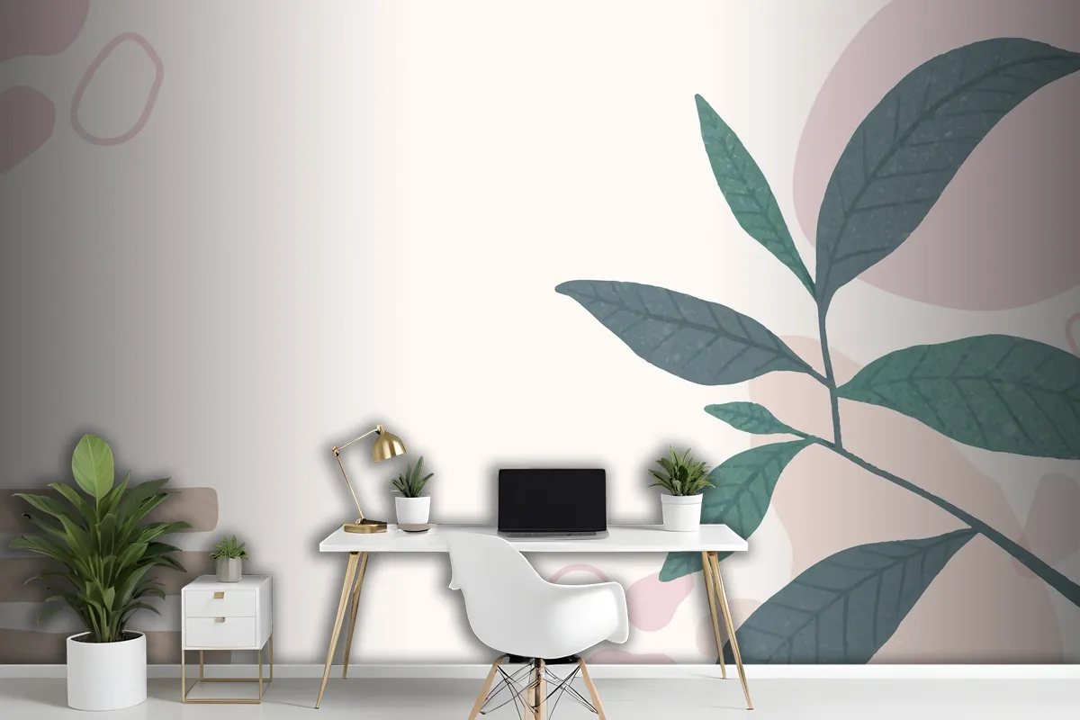 Aesthetic Pastel Botanical Abstract Office Wallpaper Mural