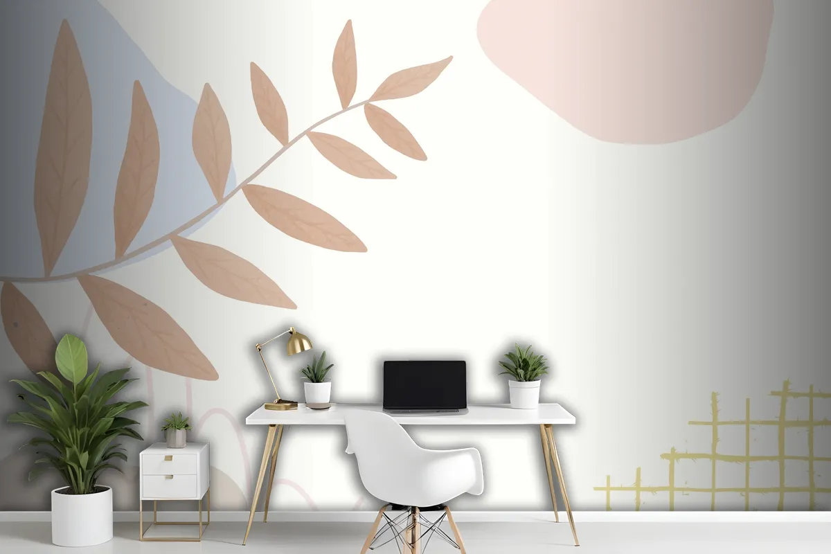 Aesthetic Pastel Botanical Abstract Wallpaper Mural