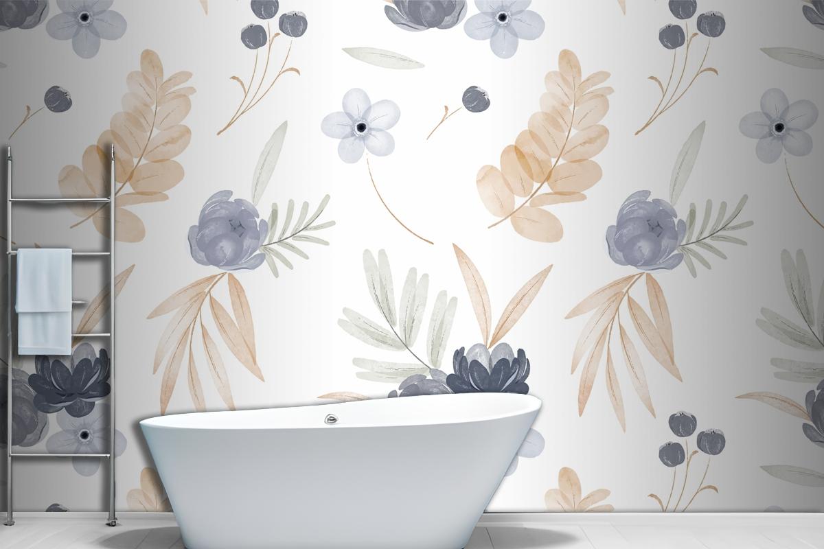 Watercolor Floral Pattern Wallpaper Mural