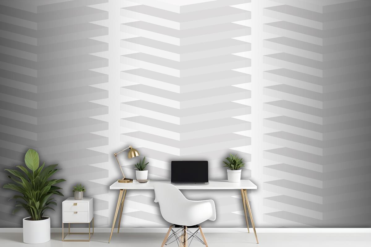 Geometric Pattern Background White Minimal 3D Design Wallpaper Mural