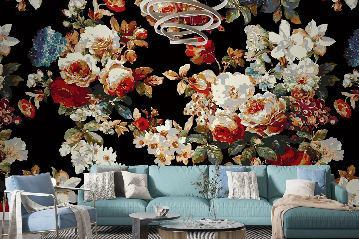 Seamless Flower Pattern Wallpaper Mural