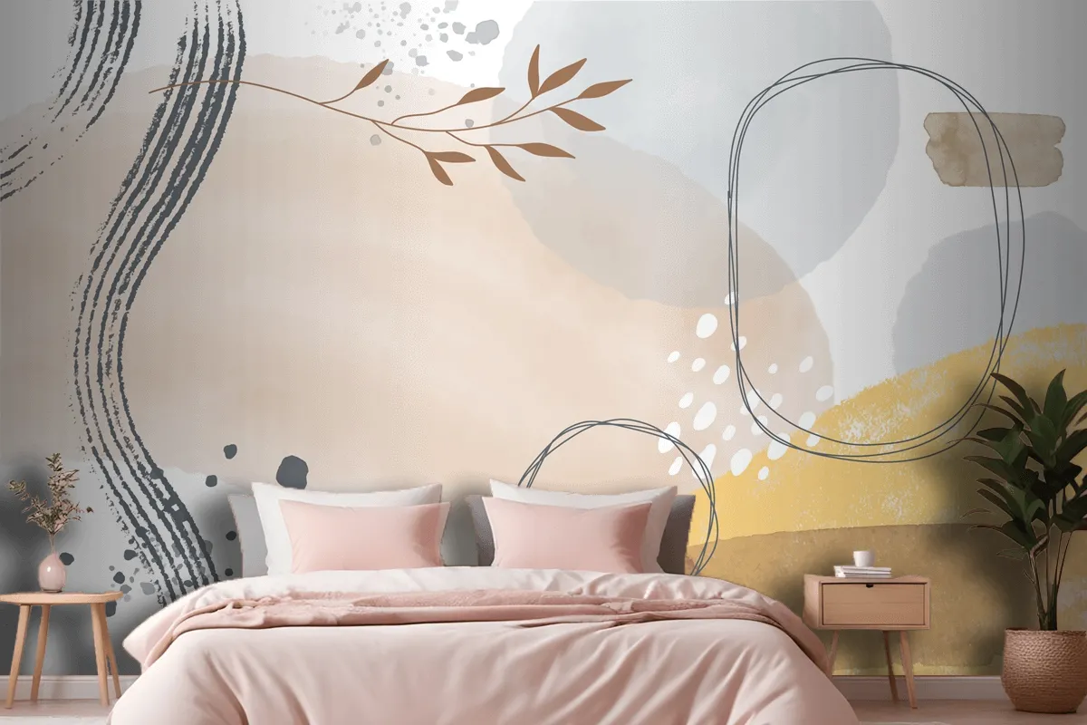 Watercolor Abstract Doodle Background Wallpaper Mural