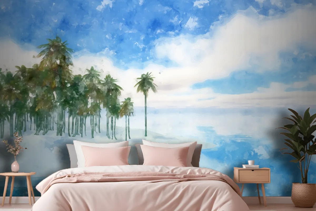 Watercolor Summer Tropical Wallpaper Mural