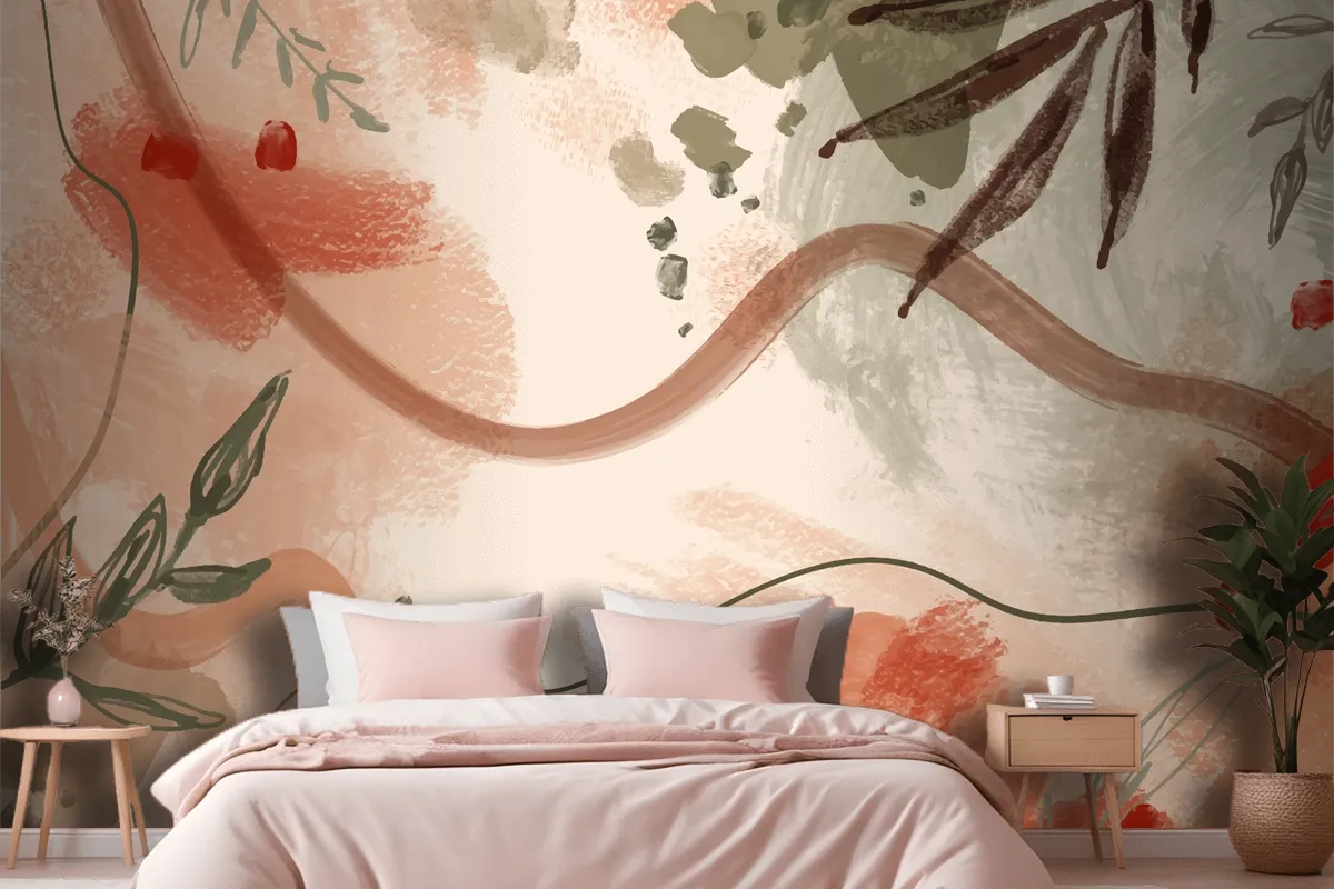 Watercolor Terracotta Pattern Design Wallpaper Mural