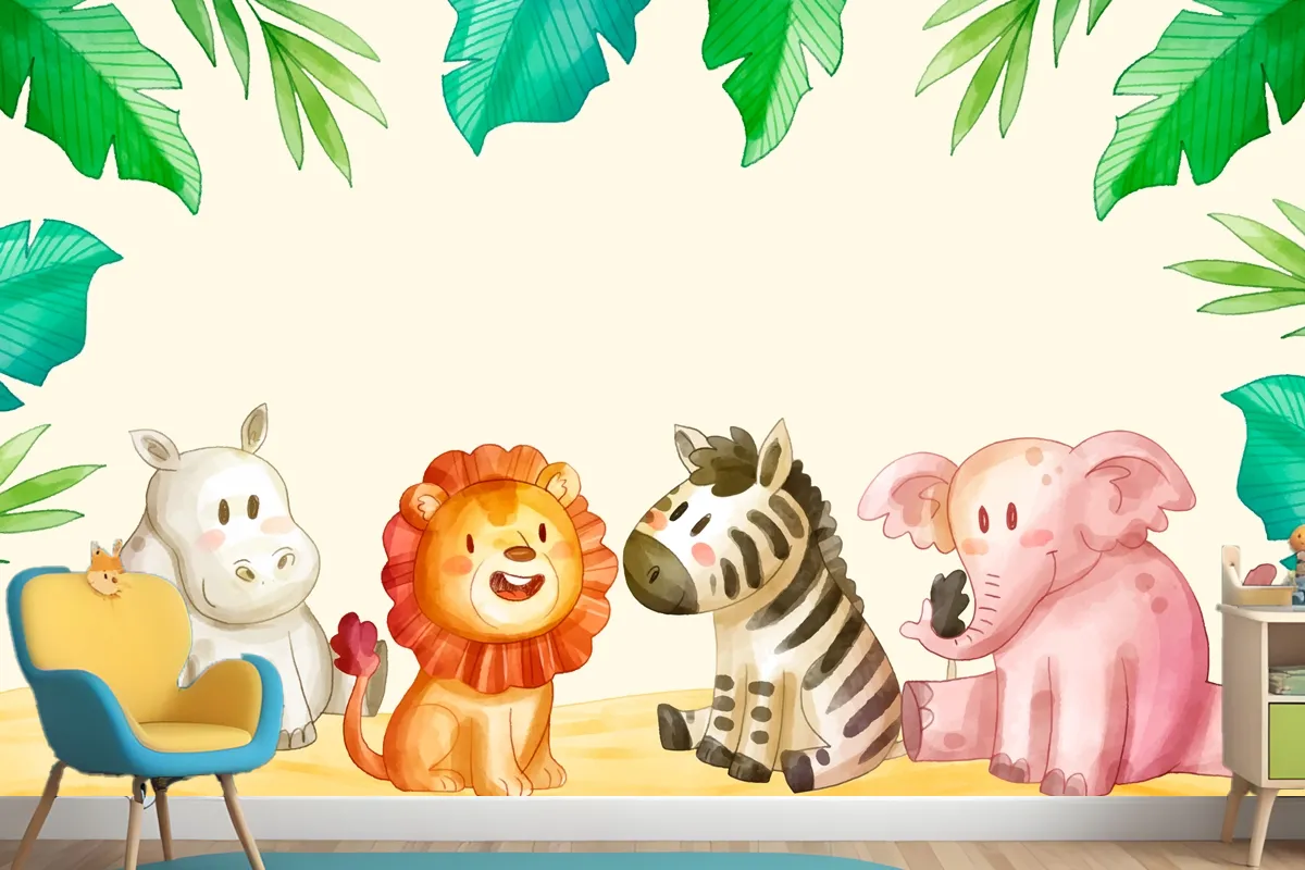 Watercolor Safari Background Wallpaper Mural