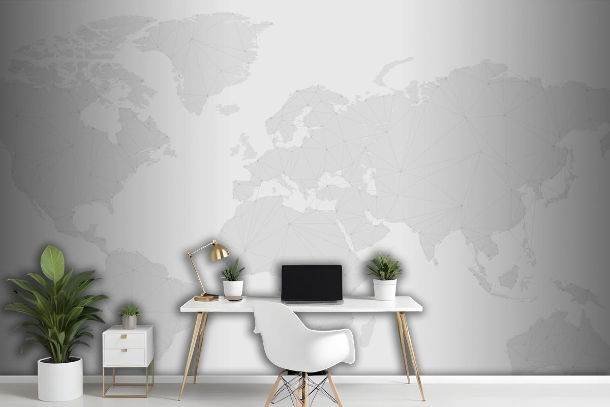 Worldwide Connection Gray Background Wallpaper Mural