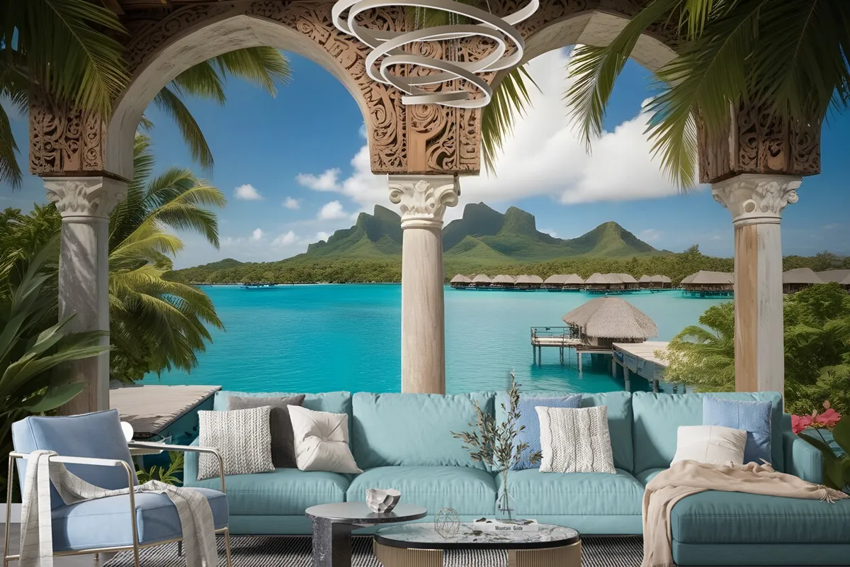 3D Look Sea Landscape With Lux Arabian Arches Wallpaper Mural