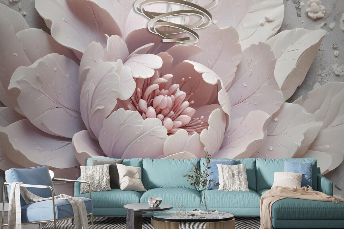 3D Look Soft Floral Wallpaper Mural