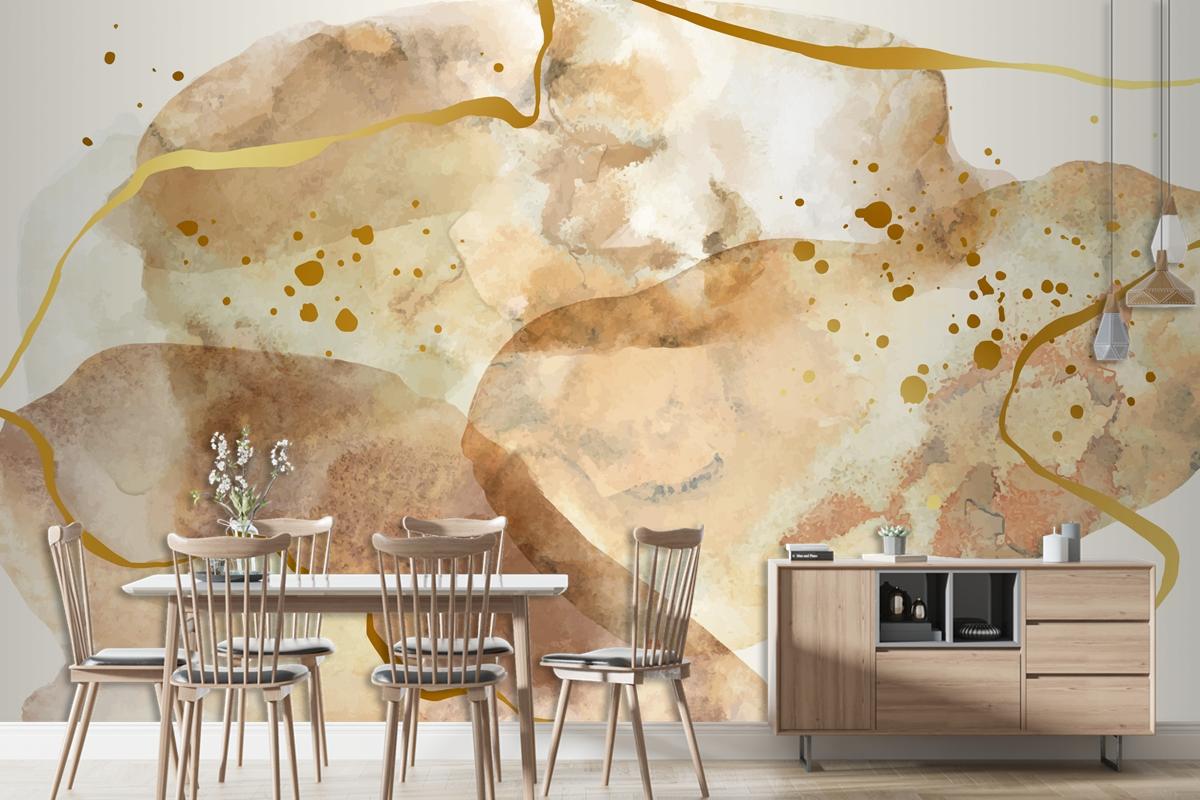 Neutral Watercolor Background Dining Room Wallpaper Mural