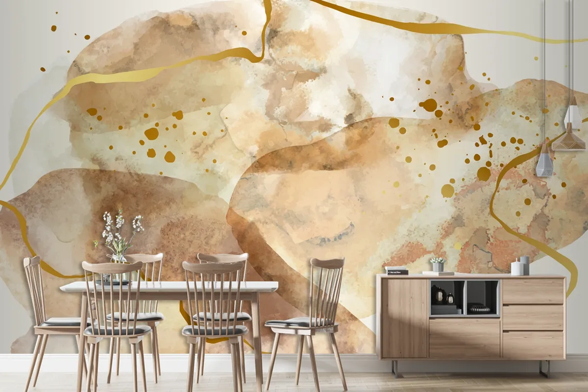 Neutral Watercolor Background Dining Room Wallpaper Mural