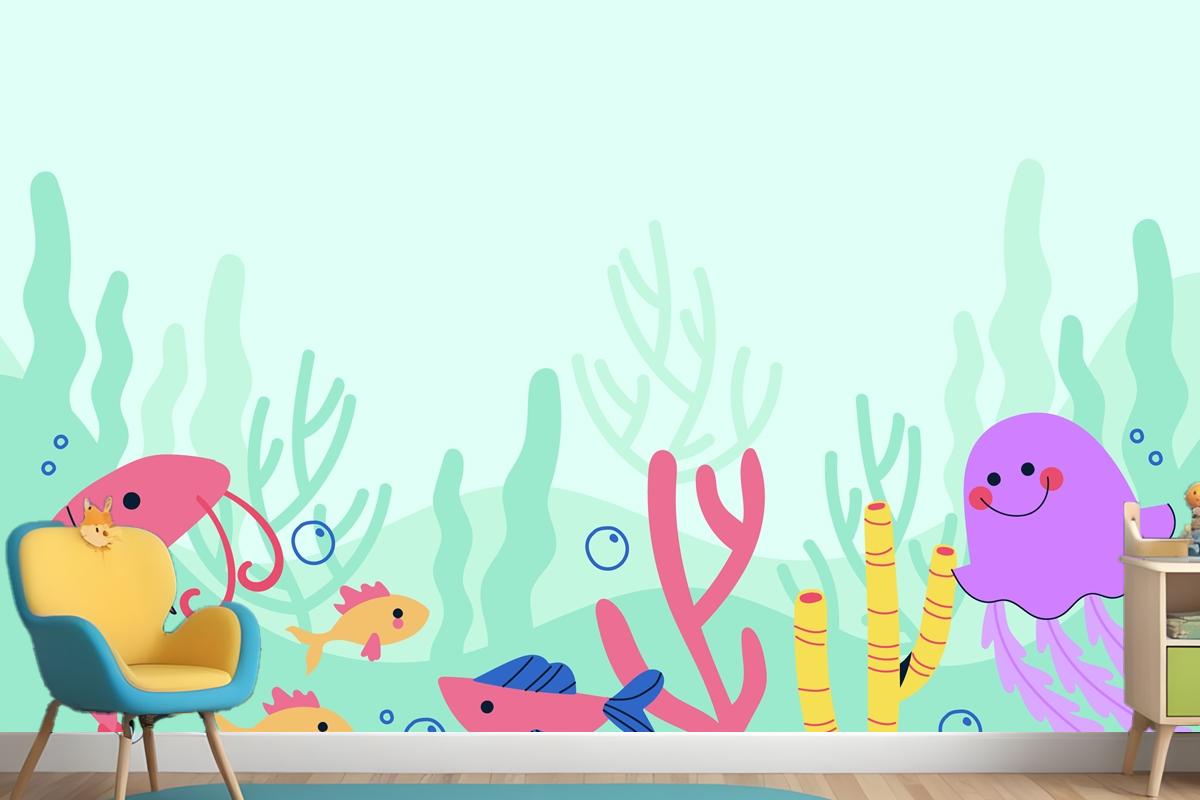 Flat World Oceans Day Background Wallpaper Mural