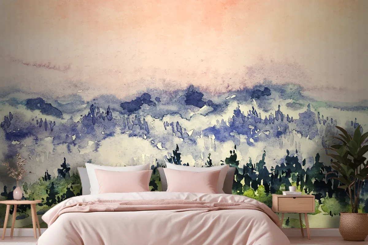 Abstract Watercolor Landscape Background Wallpaper Mural