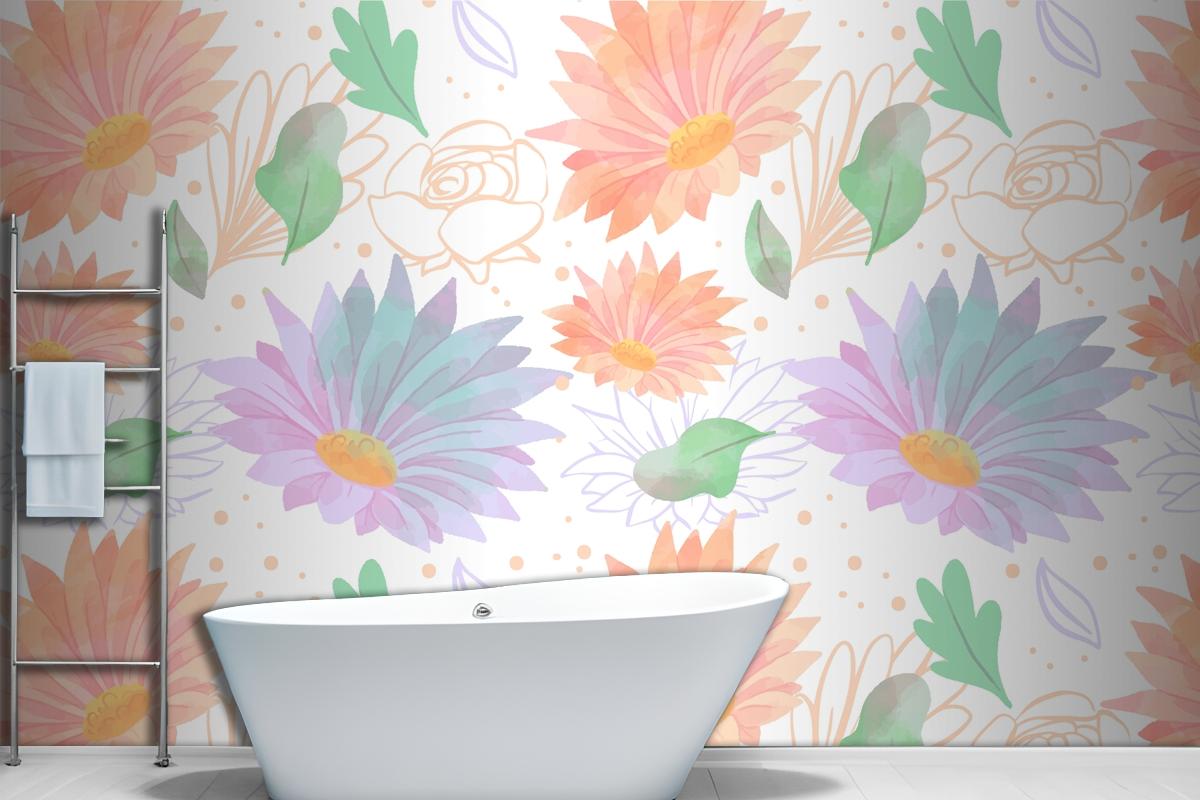 Floral Background With Soft Colors Wallpaper Mural