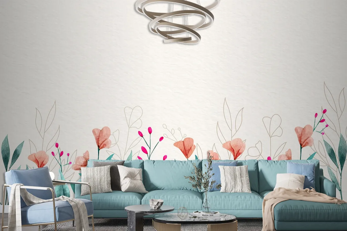 Watercolor Floral Wallpaper Concept Wallpaper Mural