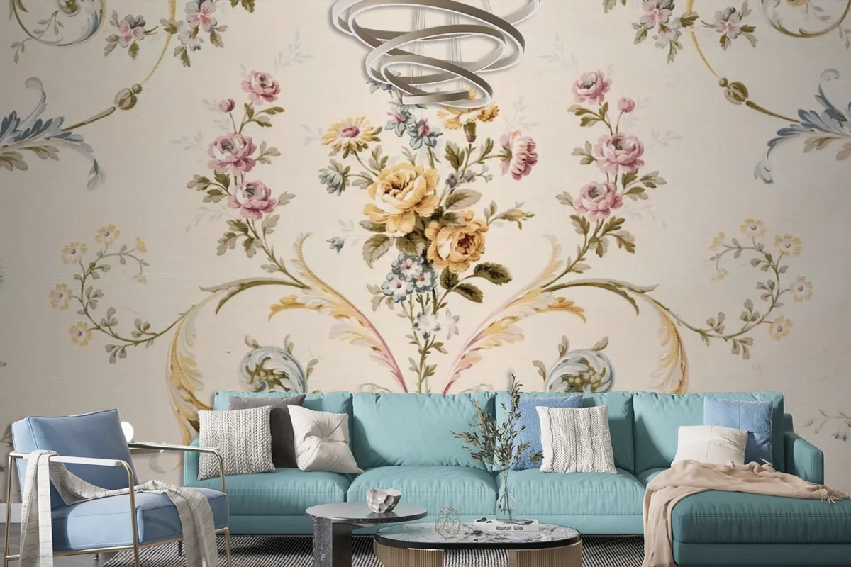 Bed Of Roses Floral Antique Wallpaper Mural