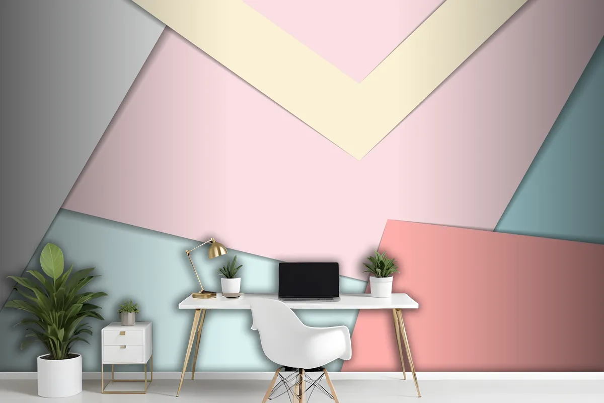 Abstract Pastel Color Palette Paper Cut Design Artwork Decorative Wallpaper Mural