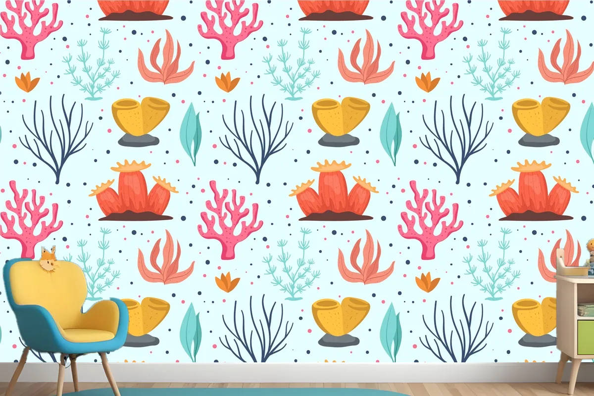 Coral Pattern Collection Concept Wallpaper Mural