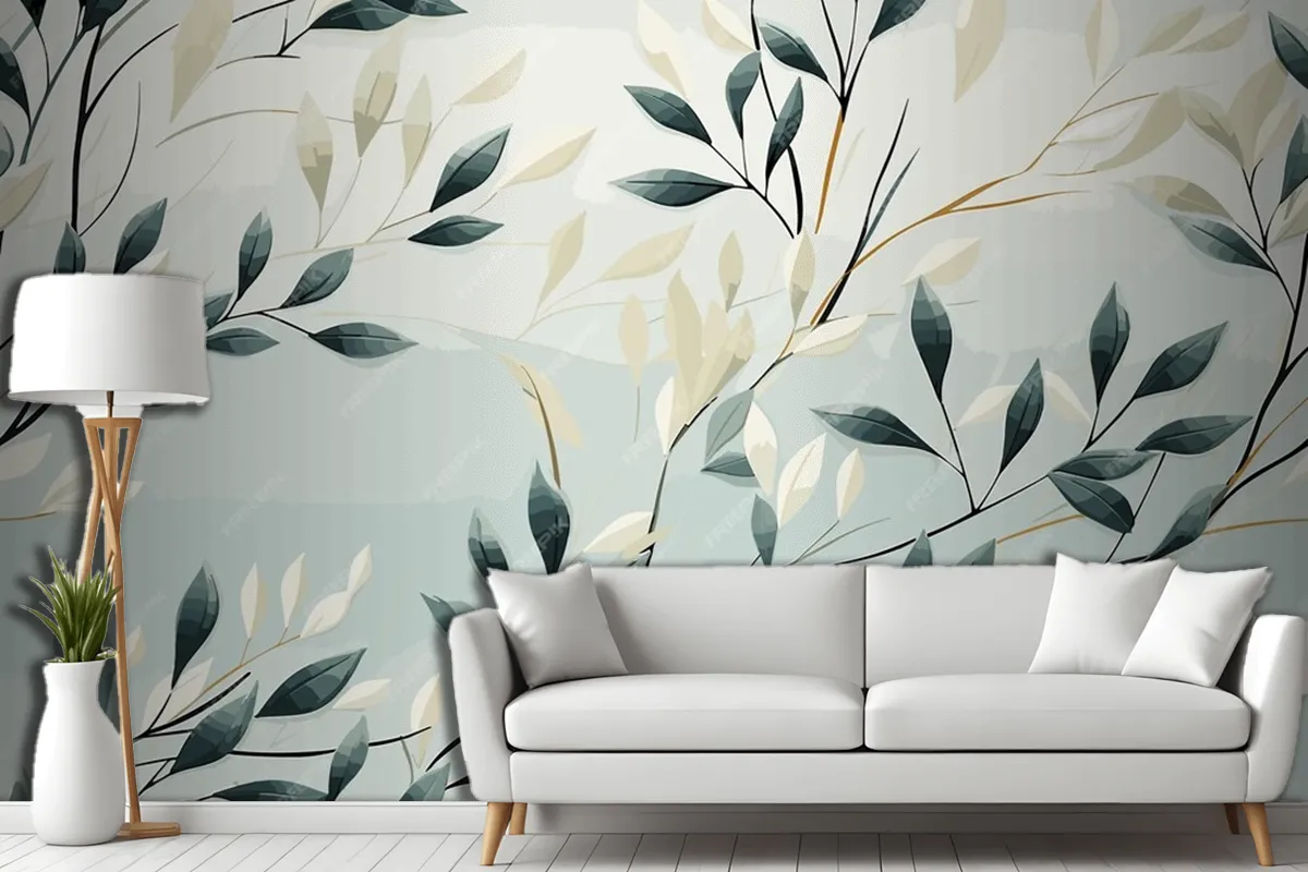 Abstract Hand Drawn Abstract Wildflowers Set Flowers Living Room Wallpaper Mural