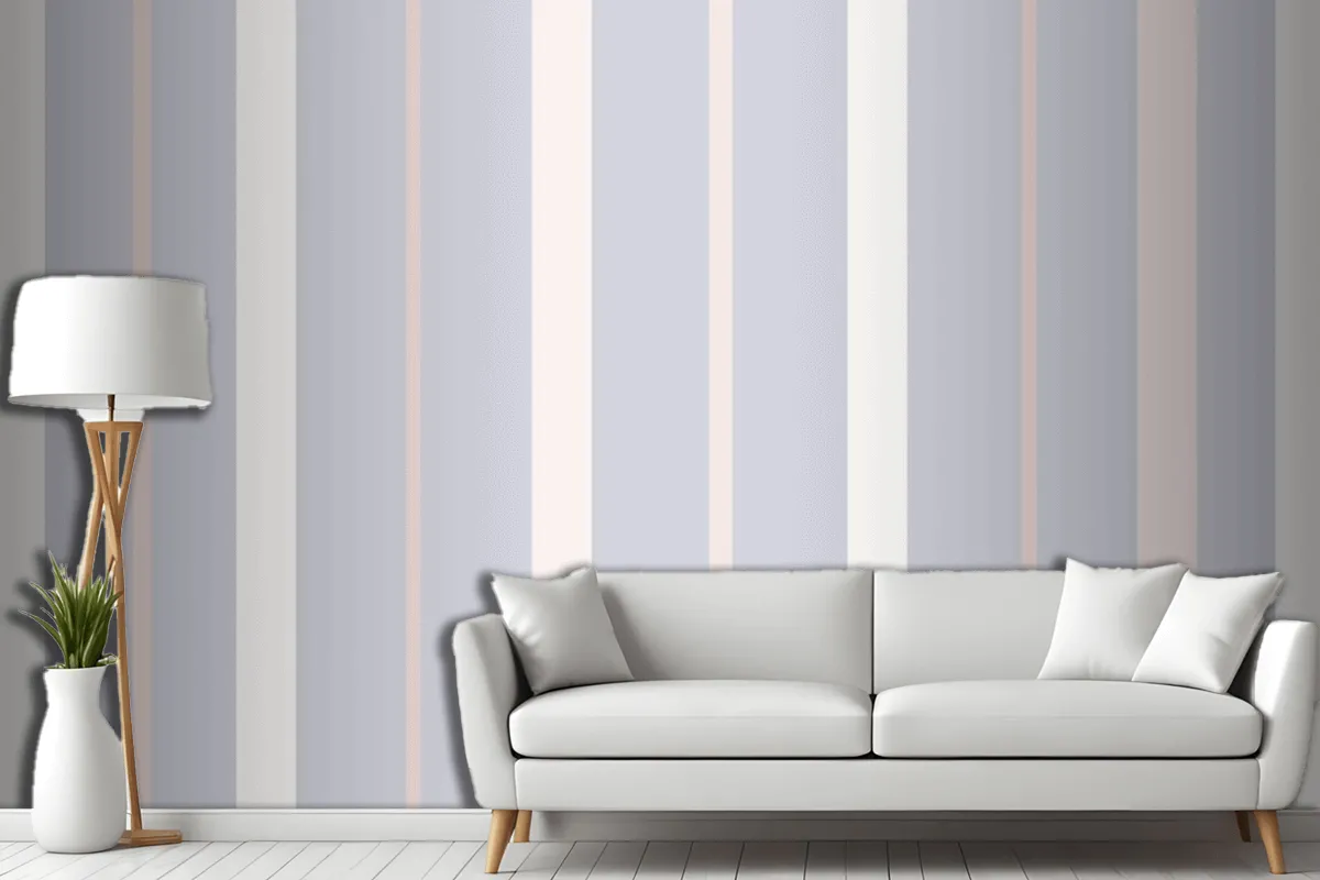 Aesthetic Background Line Pattern In Purple Pastel Living Room Wallpaper Mural