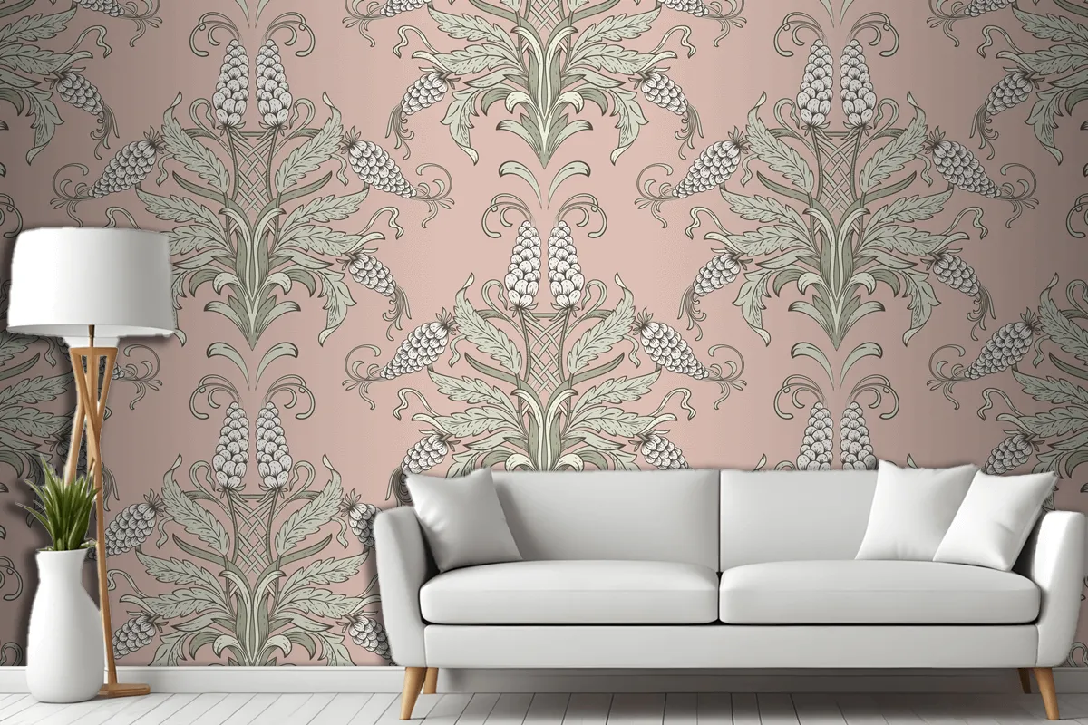 Damask Seamless Emboss Pattern  Wallpaper Mural