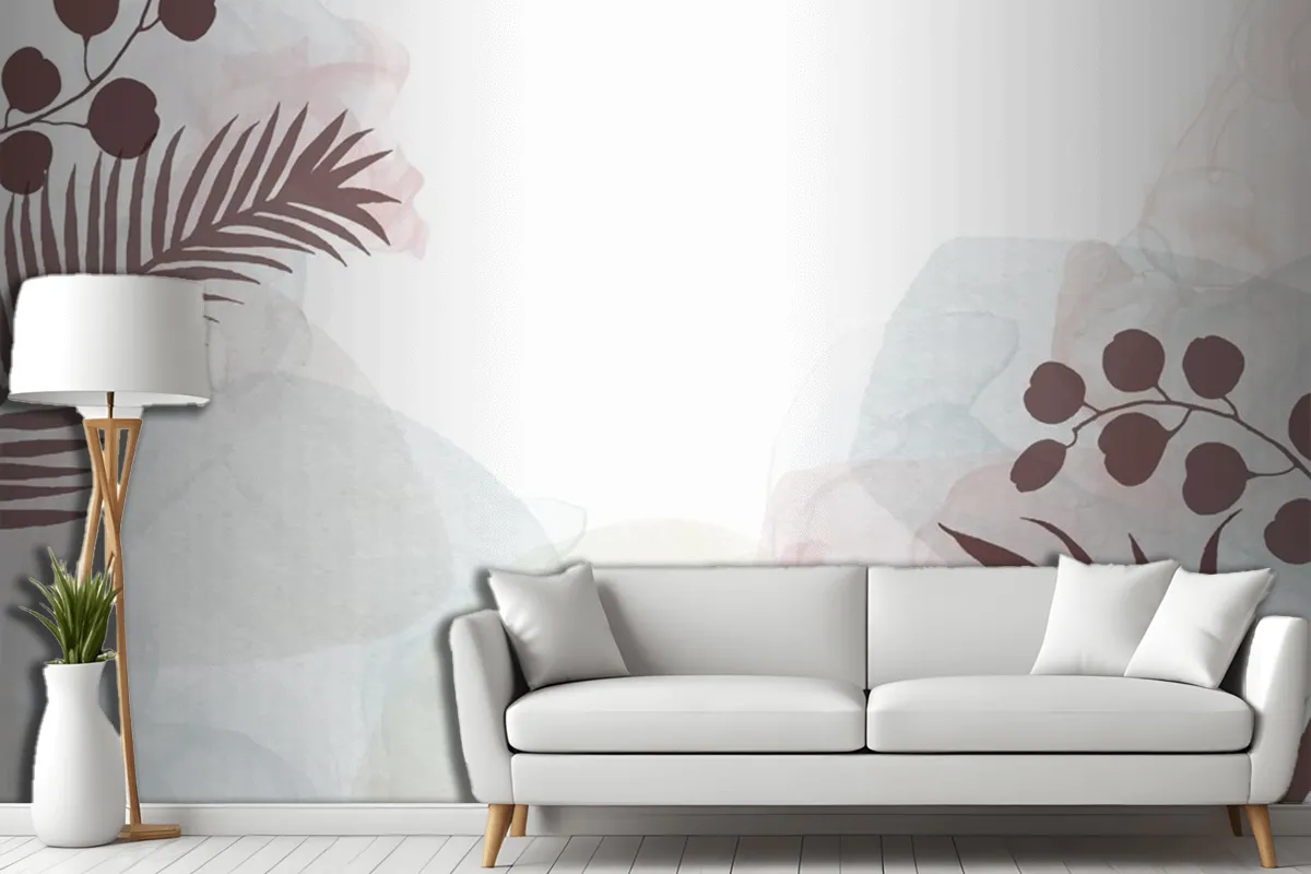 Decorative Watercolour Hand Painted Background With Floral Design Living Room Wallpaper Mural