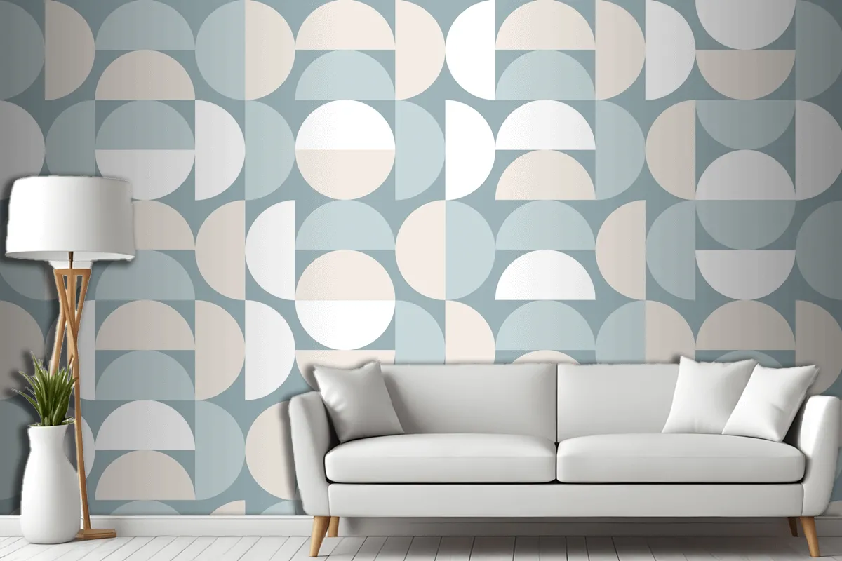 Flat Design Color Blocking Pattern Living Room Wallpaper Mural