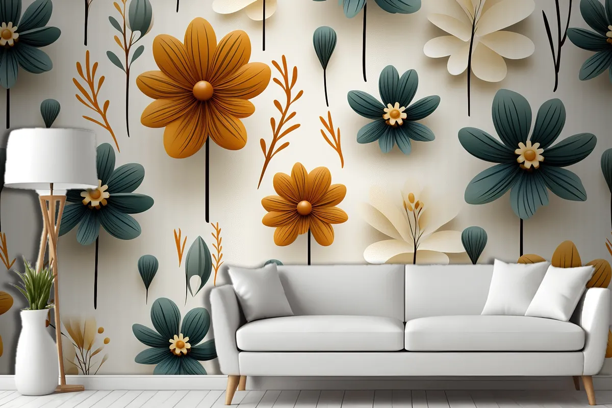 Floral Seamless Pattern Delicate And Vibrant Blooms Wallpaper Mural