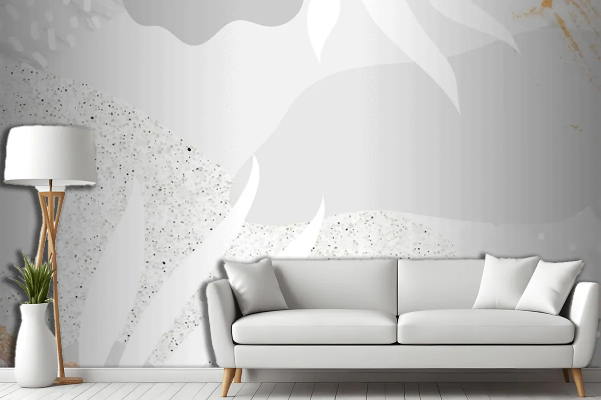 Grayish Botanical Memphis Pattern Background Wallpaper Mural