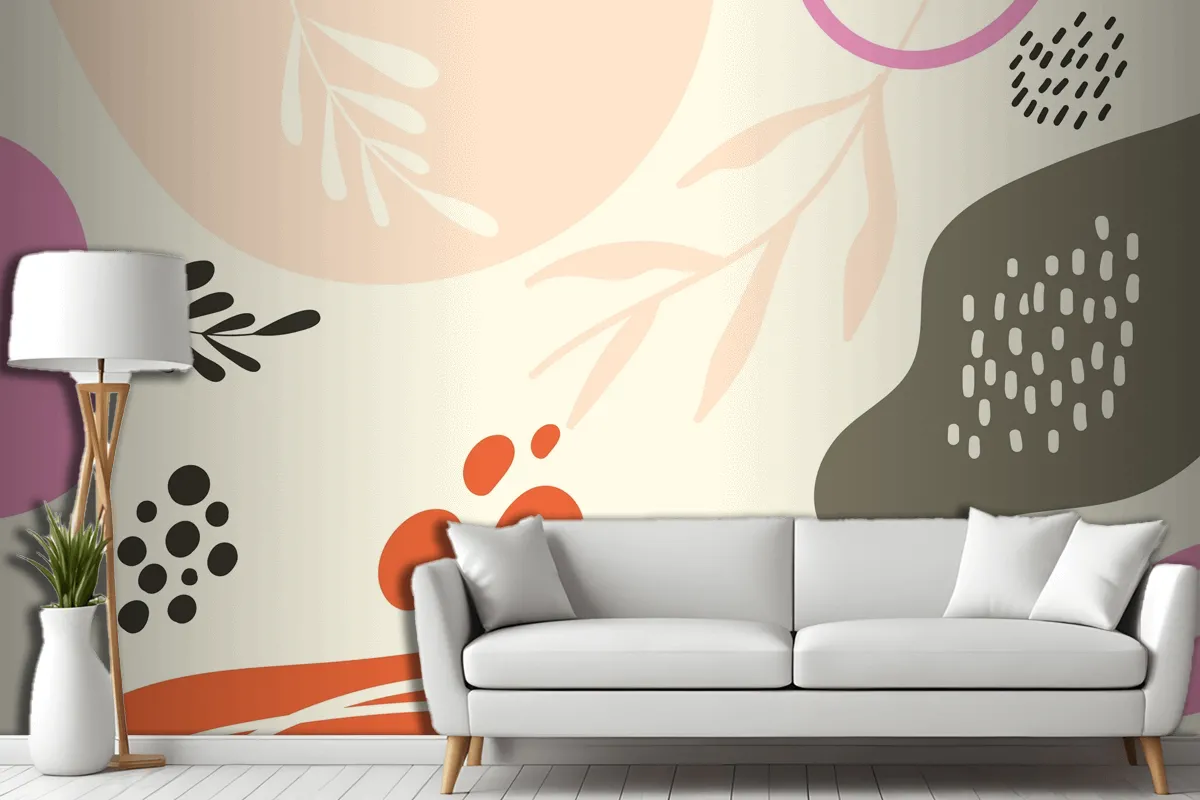 Hand Drawn Flat Design Abstract Doodle Living Room Wallpaper Mural