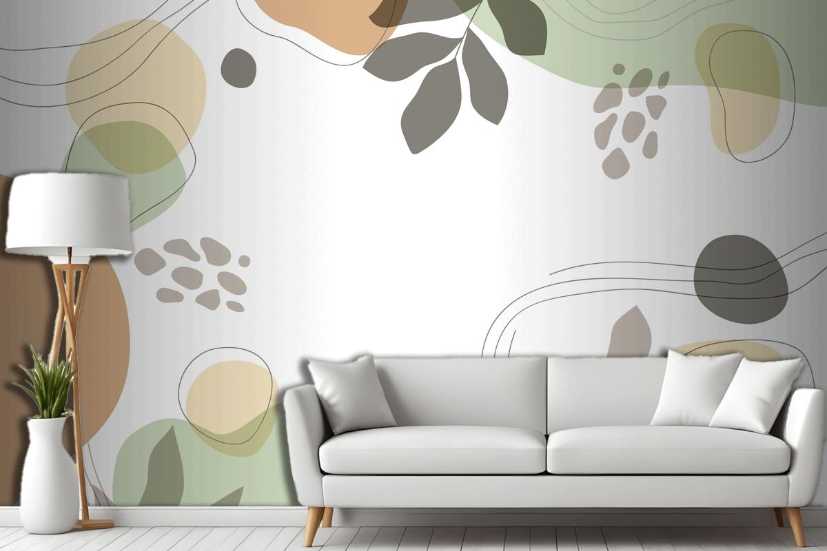 Hand Drawn Minimal Living Room Wallpaper Mural