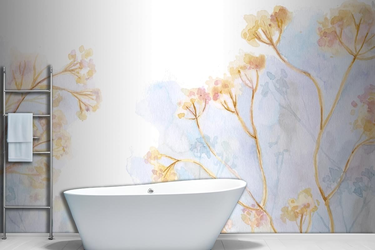 Hand Painted Watercolor Bathroom Wallpaper Mural