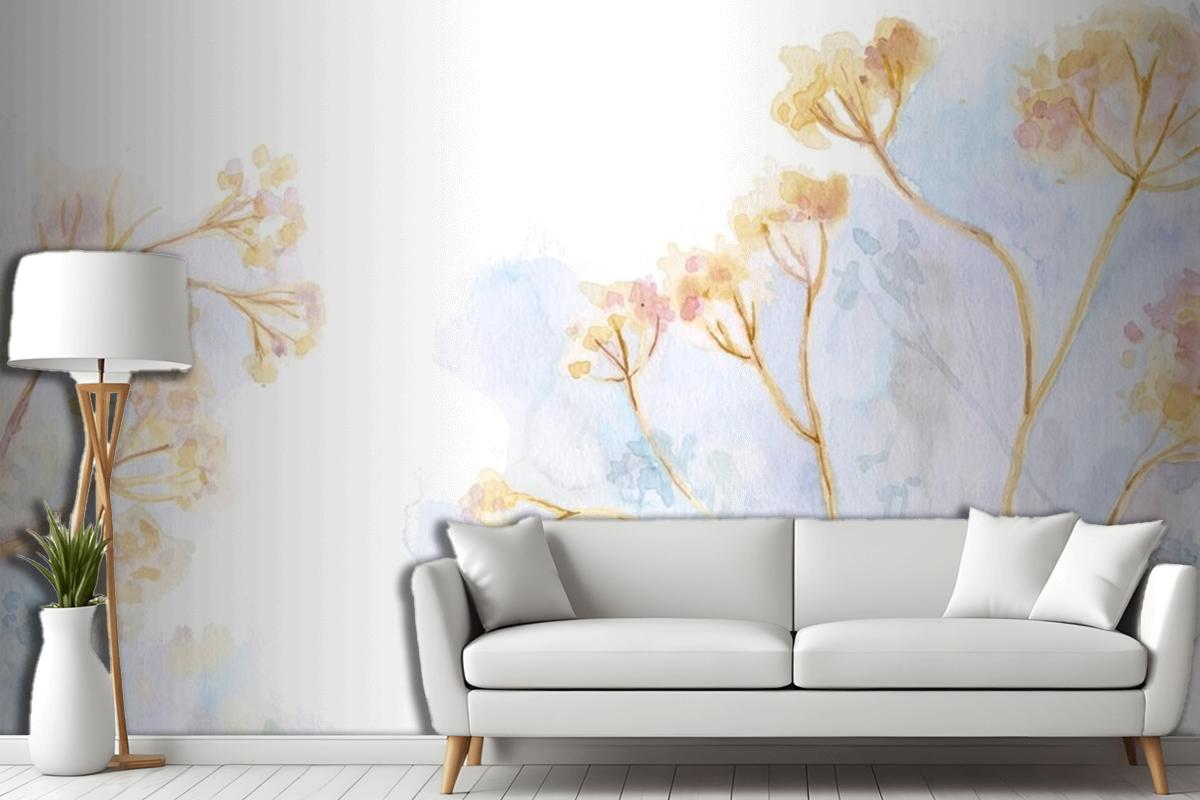 Hand Painted Watercolor Nature Background Living Room Wallpaper Mural