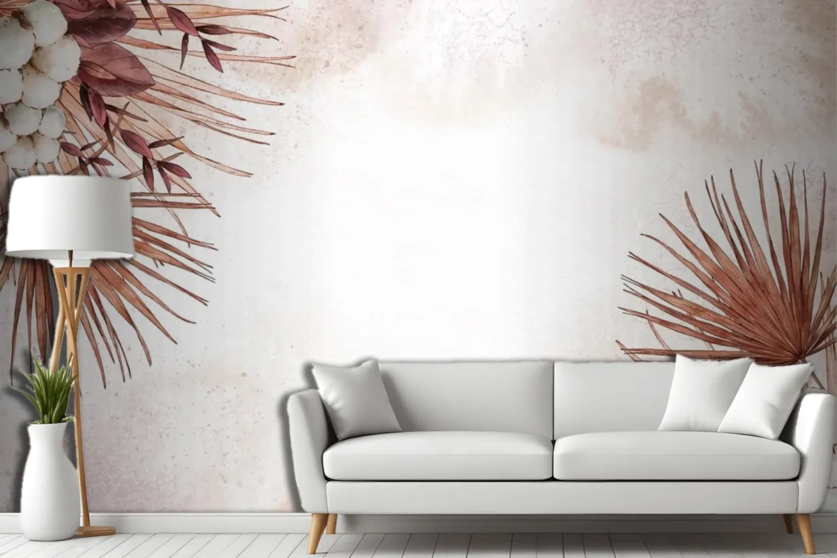 Hand Painted Watercolor Nature Background With Empty Space Living Room Wallpaper