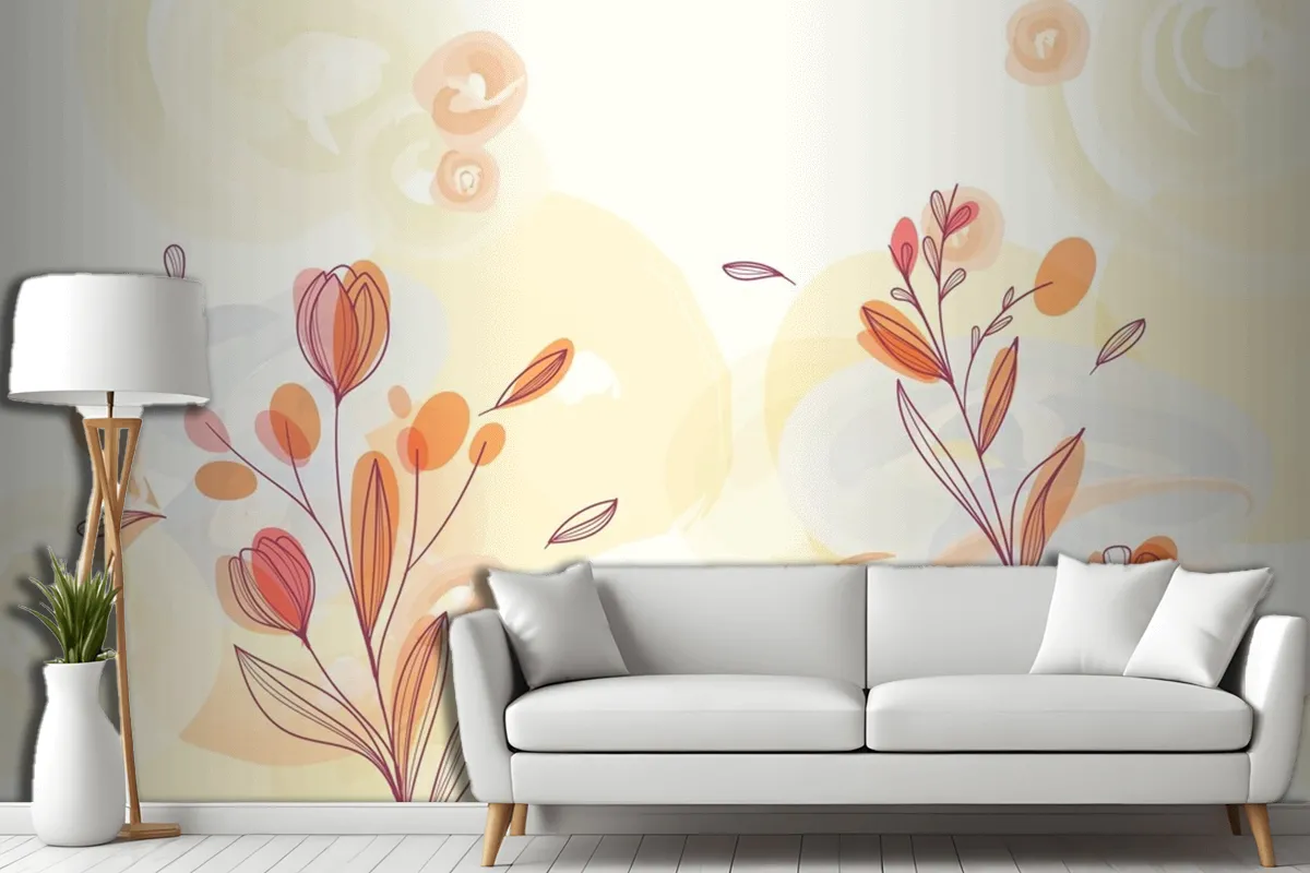 Natural Hand Painted Floral Background Living Room Wallpaper Mural