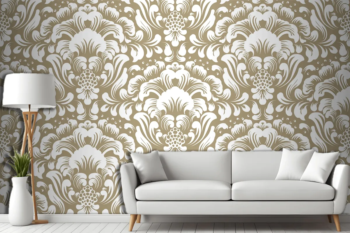 Ornamental Damask Seamless Pattern Wallpaper Mural