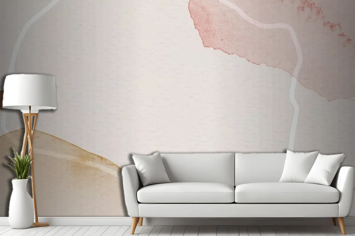 Pink And Brown Watercolor Patterned Background Template Living Room Wallpaper Mural