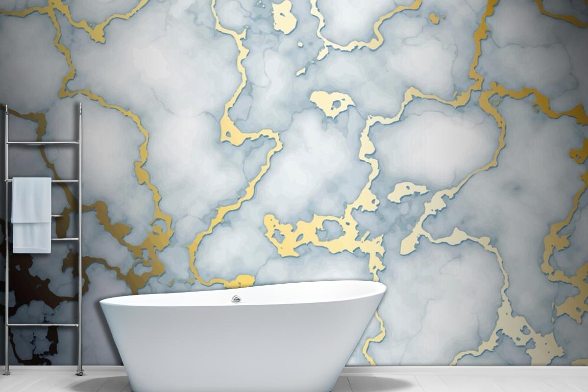 Realistic Liquid Marble Background With Gold Wallpaper Mural